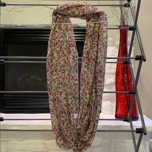 Pink and Green Print Infinity Scarf